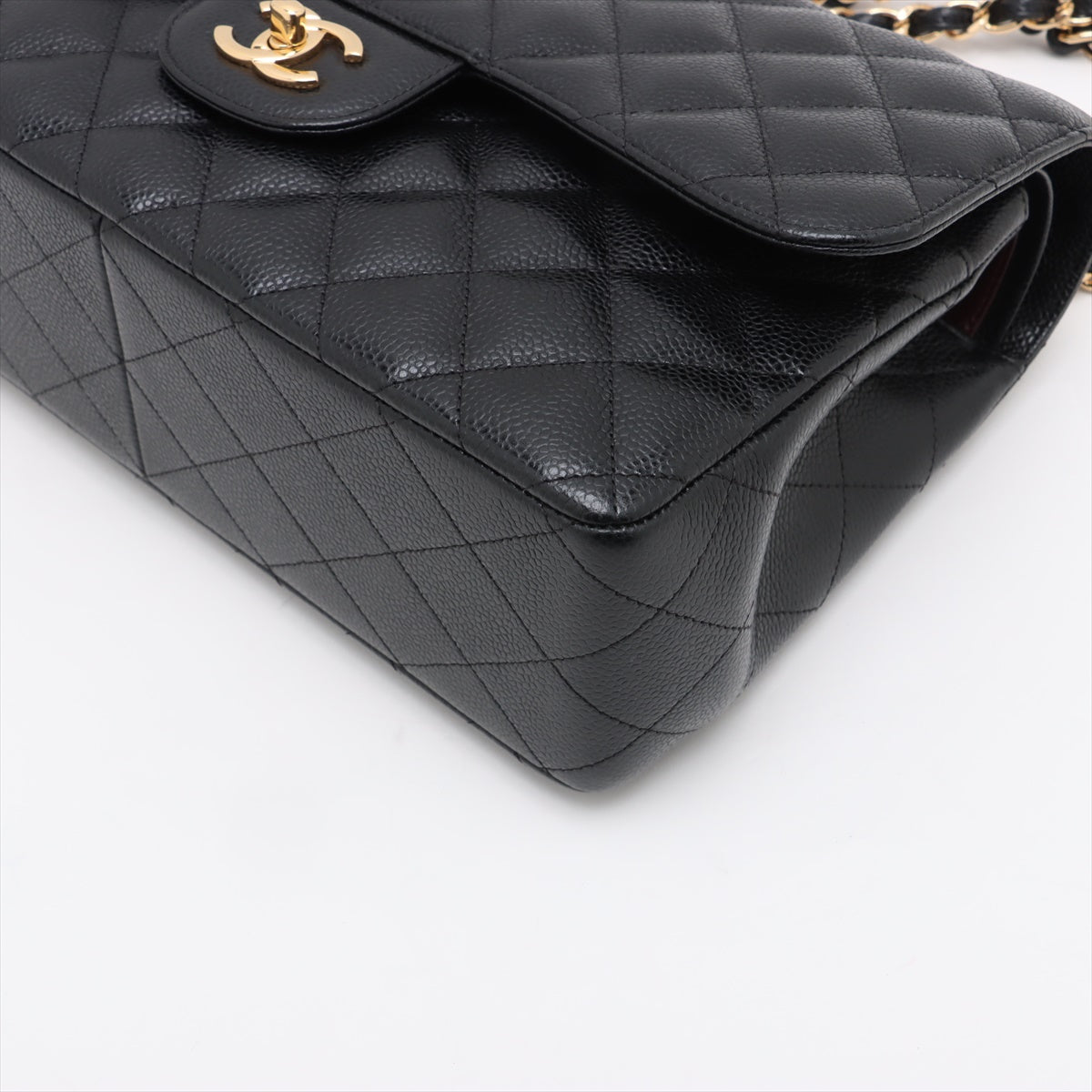 Second hand Chanel Classic Double Flap Jumbo Matelassè Caviar Leather Flap Handbag Black - Tabita Bags
