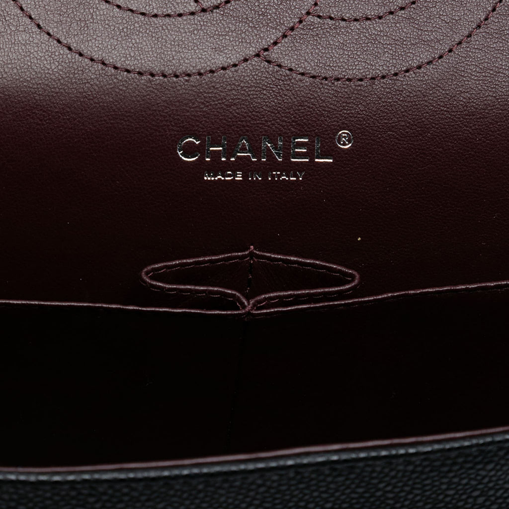 Second hand Chanel Classic Double Flap Jumbo Matelassè Caviar Leather Flap Handbag Black - Tabita Bags