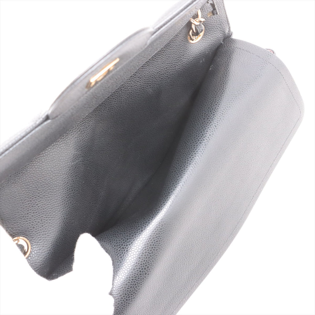 Second hand Chanel Classic Double Flap Jumbo Matelassè Caviar Leather Flap Handbag Black - Tabita Bags