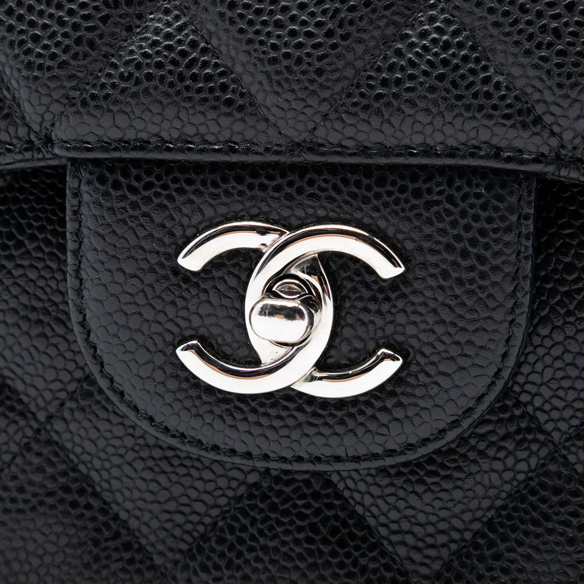 Second hand Chanel Classic Double Flap Jumbo Matelassè Caviar Leather Flap Handbag Black - Tabita Bags