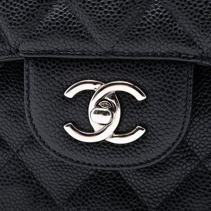 Second hand Chanel Classic Double Flap Jumbo Matelassè Caviar Leather Flap Handbag Black - Tabita Bags
