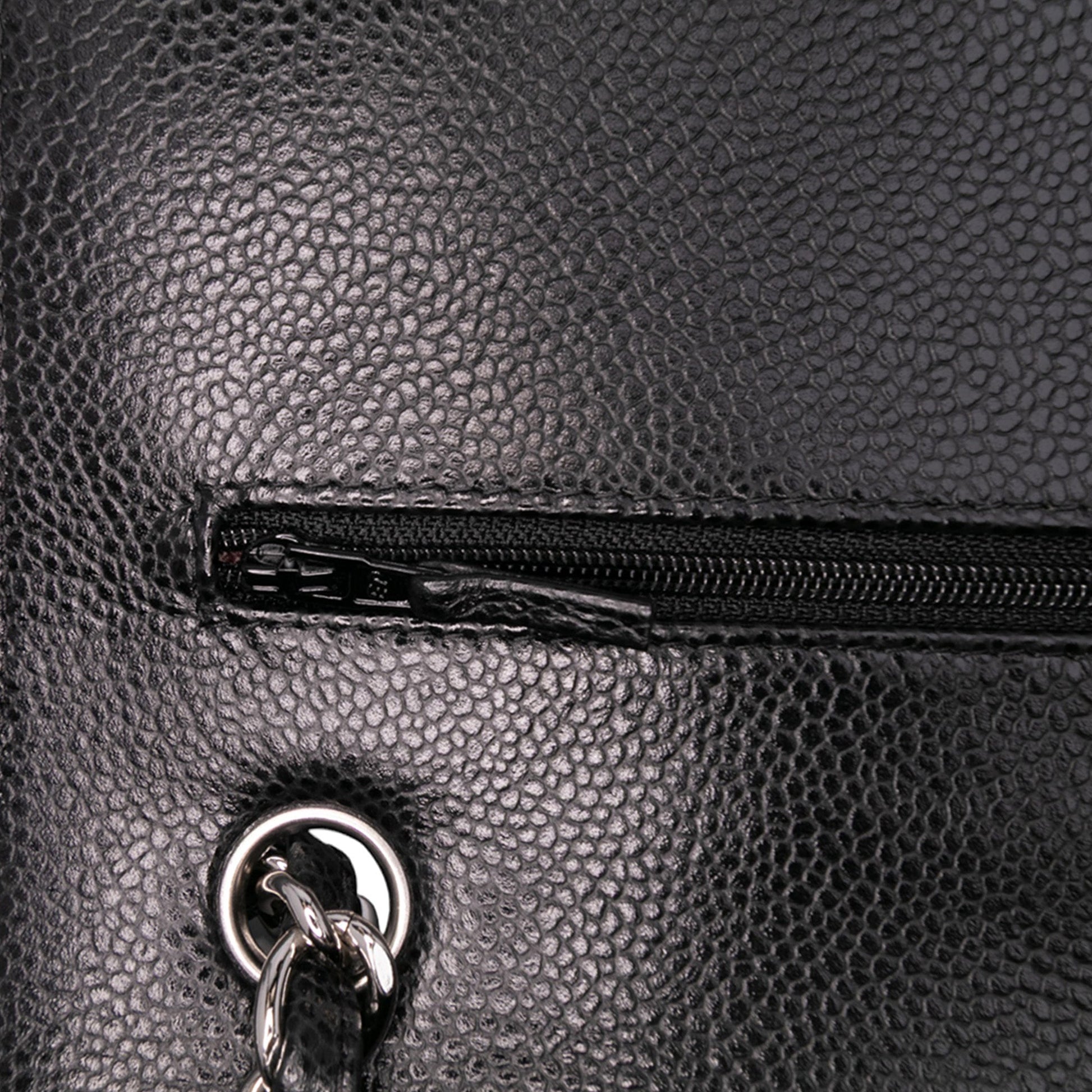 Second hand Chanel Classic Double Flap Jumbo Matelassè Caviar Leather Flap Handbag Black - Tabita Bags