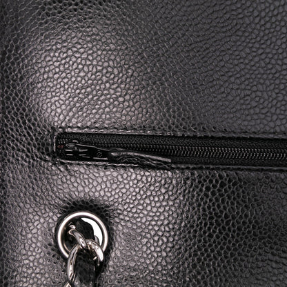 Second hand Chanel Classic Double Flap Jumbo Matelassè Caviar Leather Flap Handbag Black - Tabita Bags