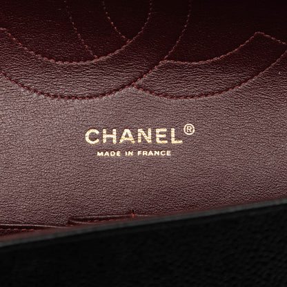 Second hand Chanel Classic Double Flap Jumbo Matelassè Caviar Leather Flap Handbag Black - Tabita Bags