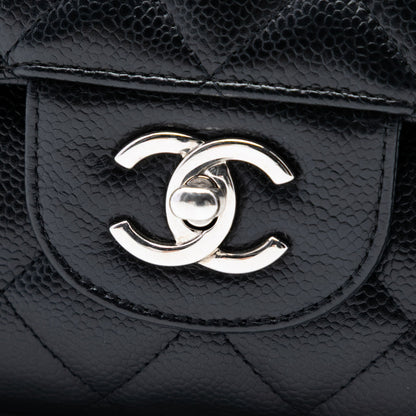 Second hand Chanel Classic Double Flap Jumbo Matelassè Caviar Leather Flap Handbag Black - Tabita Bags