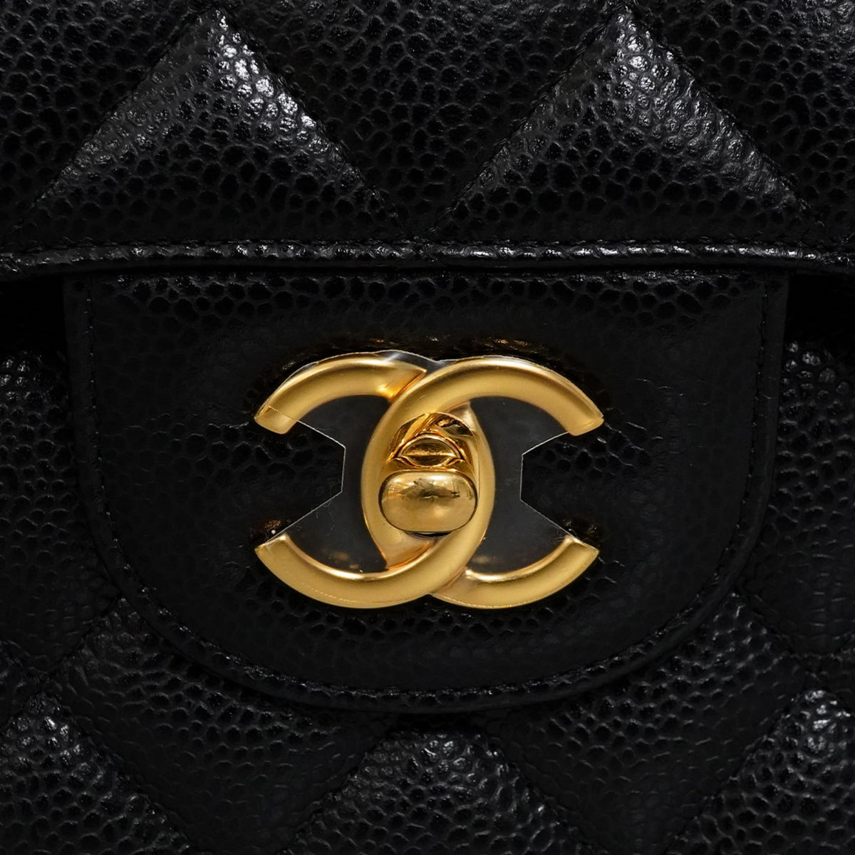 Second hand Chanel Classic Double Flap Jumbo Matelassè Caviar Leather Flap Handbag Black - Tabita Bags