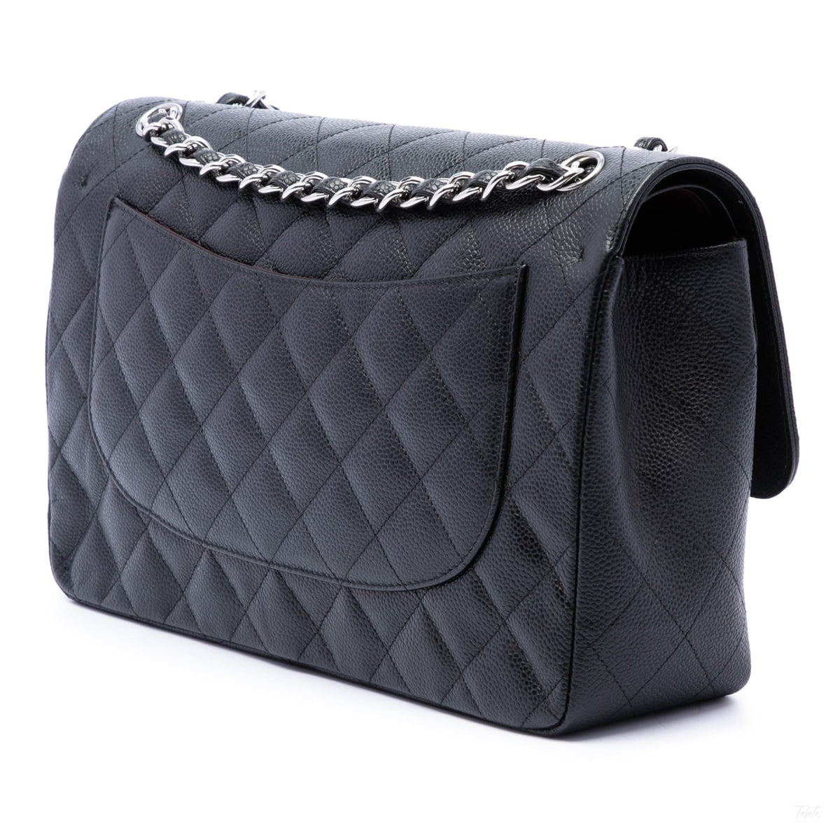 Second hand Chanel Classic Double Flap Jumbo Matelassè Caviar Leather Flap Handbag Black - Tabita Bags