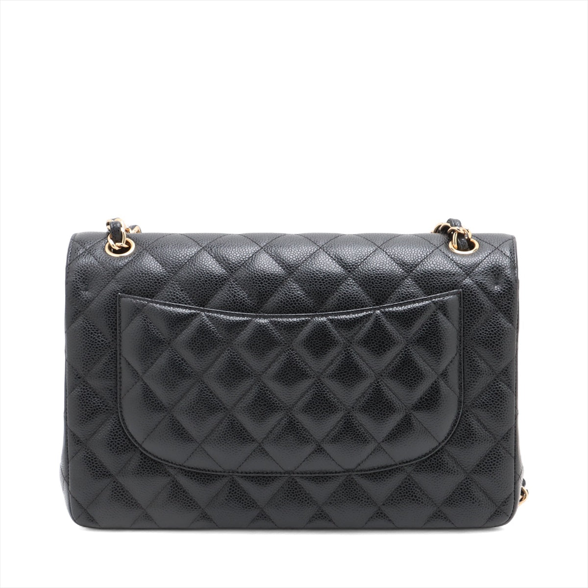 Second hand Chanel Classic Double Flap Jumbo Matelassè Caviar Leather Flap Handbag Black - Tabita Bags