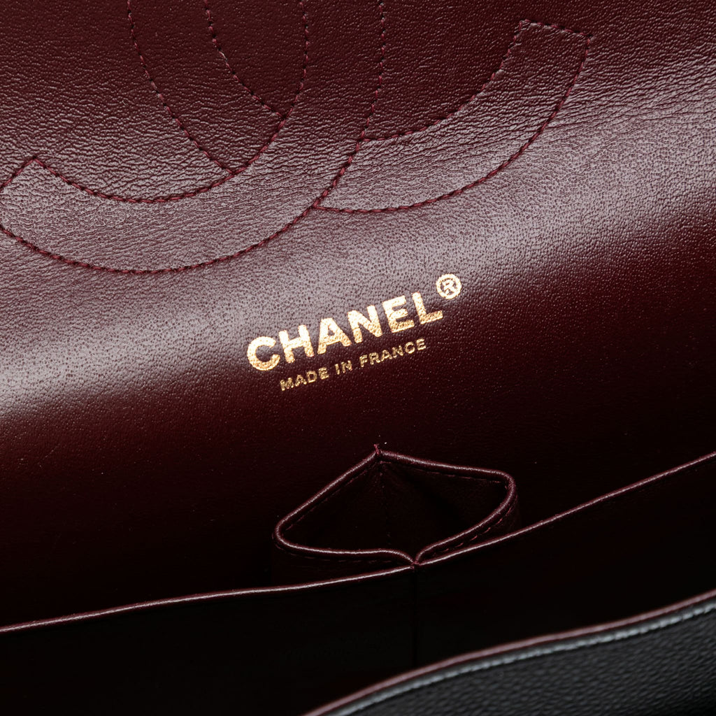 Second hand Chanel Classic Double Flap Jumbo Matelassè Caviar Leather Flap Handbag Black - Tabita Bags