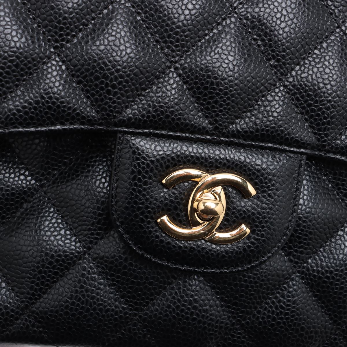 Second hand Chanel Classic Double Flap Jumbo Matelassè Caviar Leather Flap Handbag Black - Tabita Bags