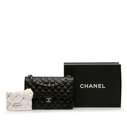 Second hand Chanel Classic Double Flap Jumbo Matelassè Caviar Leather Flap Handbag Black - Tabita Bags