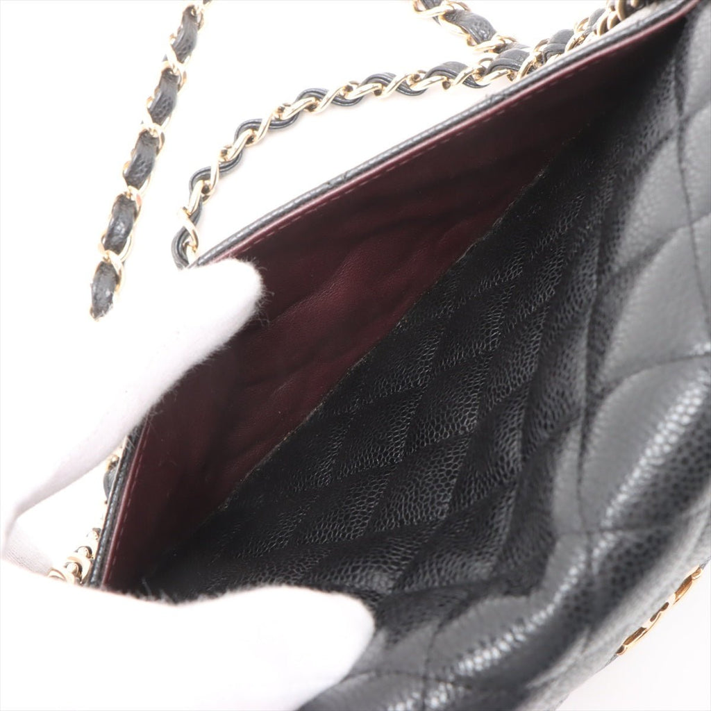 Second hand Chanel Classic Double Flap Jumbo Matelassè Caviar Leather Flap Handbag Black - Tabita Bags