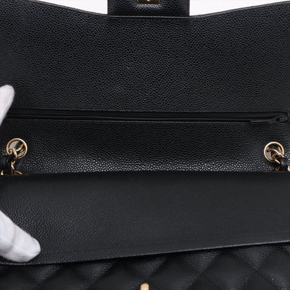 Second hand Chanel Classic Double Flap Jumbo Matelassè Caviar Leather Flap Handbag Black - Tabita Bags
