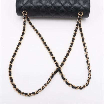 Second hand Chanel Classic Double Flap Jumbo Matelassè Caviar Leather Flap Handbag Black - Tabita Bags