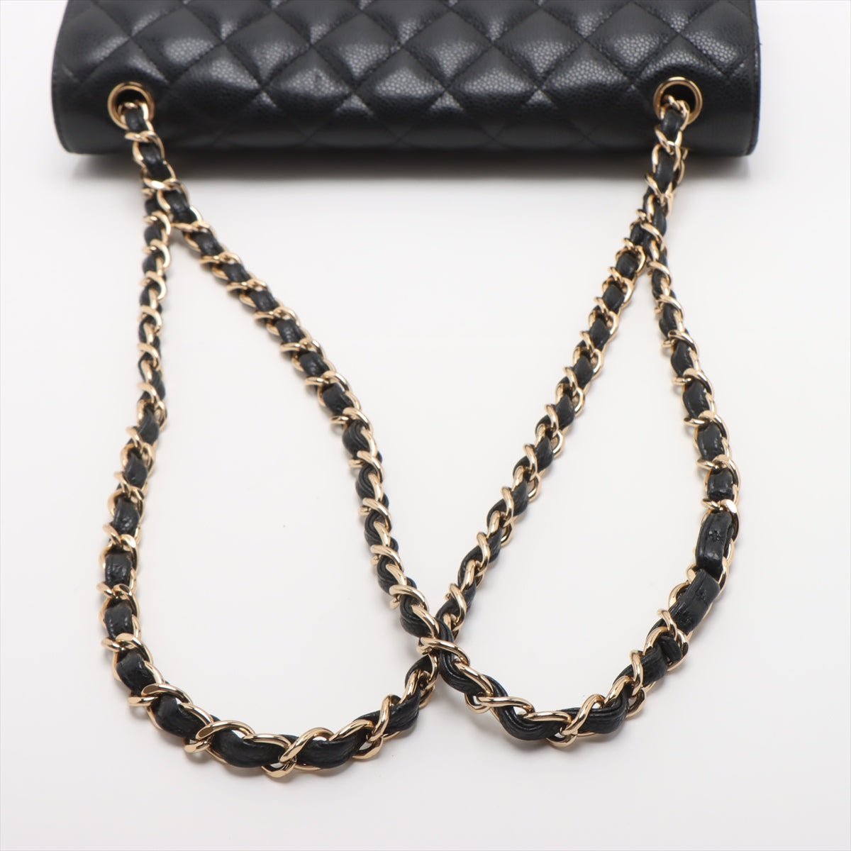 Second hand Chanel Classic Double Flap Jumbo Matelassè Caviar Leather Flap Handbag Black - Tabita Bags
