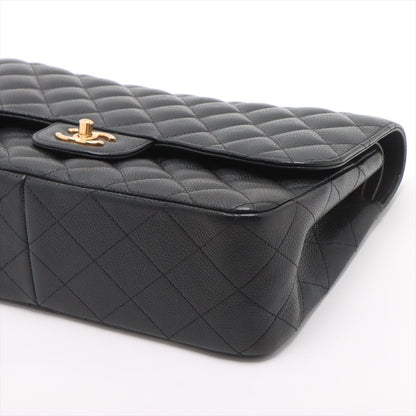 Second hand Chanel Classic Double Flap Jumbo Matelassè Caviar Leather Flap Handbag Black - Tabita Bags