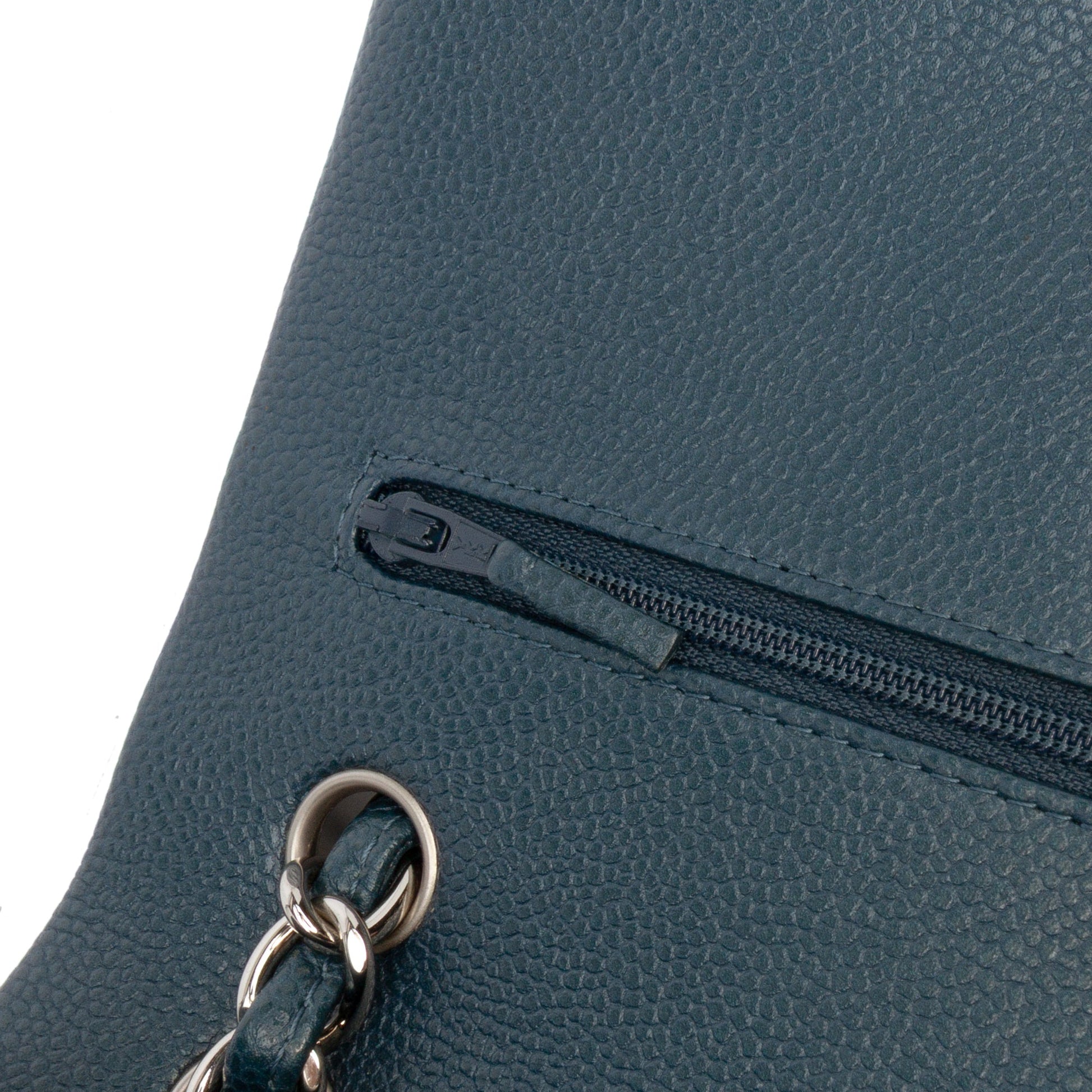 Second hand Chanel Classic Double Flap Jumbo Matelassè Caviar Leather Flap Handbag Blue - Tabita Bags