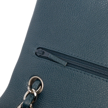 Second hand Chanel Classic Double Flap Jumbo Matelassè Caviar Leather Flap Handbag Blue - Tabita Bags