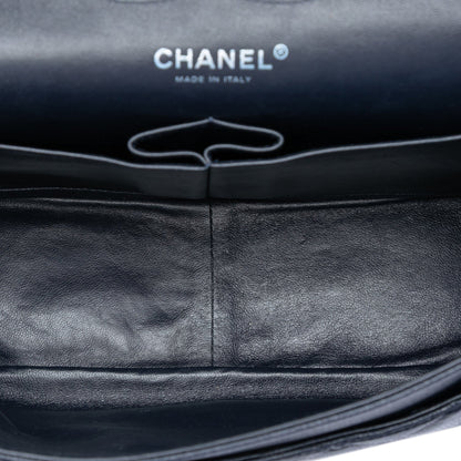 Second hand Chanel Classic Double Flap Jumbo Matelassè Caviar Leather Flap Handbag Blue - Tabita Bags