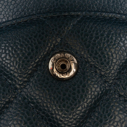 Second hand Chanel Classic Double Flap Jumbo Matelassè Caviar Leather Flap Handbag Blue - Tabita Bags