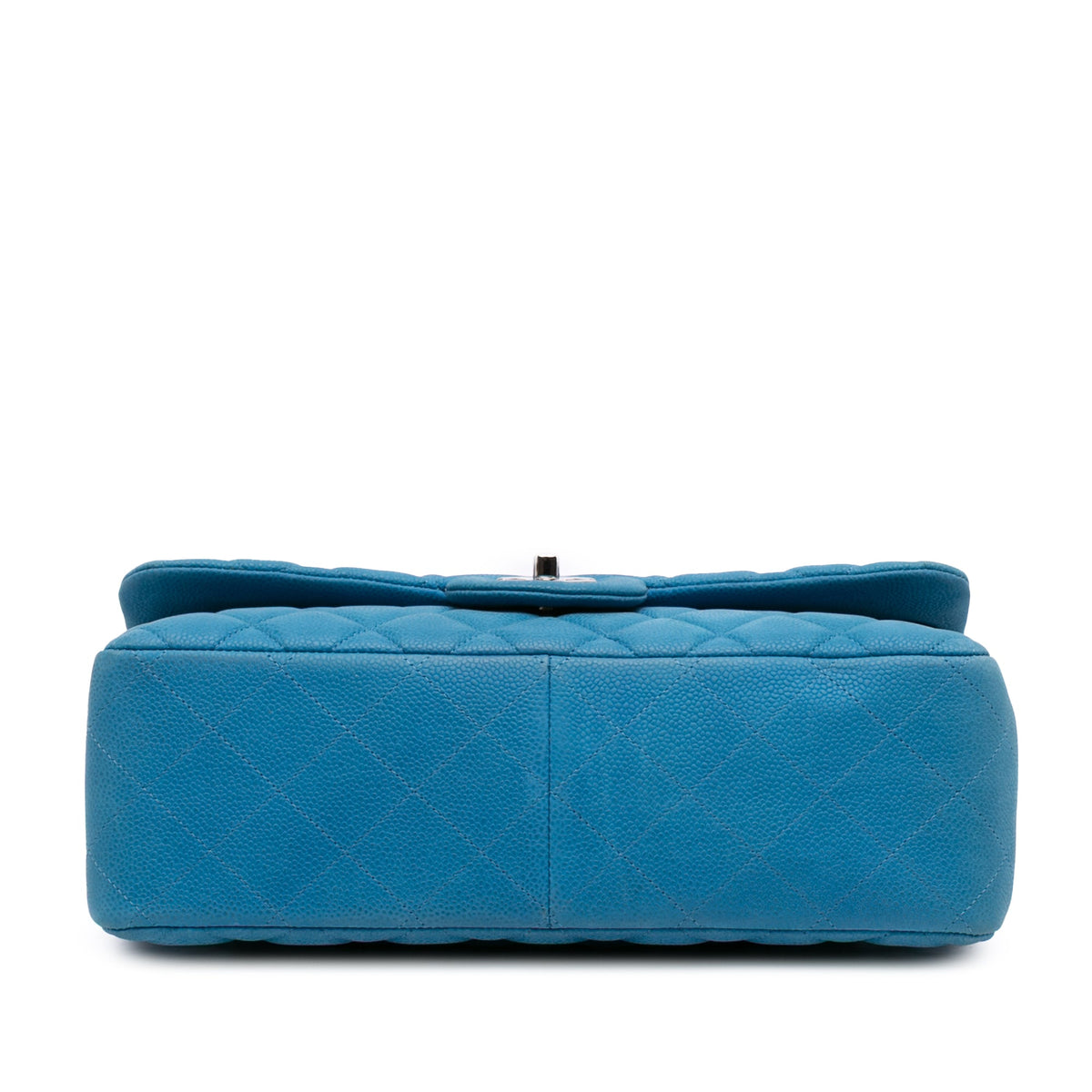 Second hand Chanel Classic Double Flap Jumbo Matelassè Caviar Leather Flap Handbag Blue - Tabita Bags
