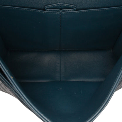 Second hand Chanel Classic Double Flap Jumbo Matelassè Caviar Leather Flap Handbag Blue - Tabita Bags