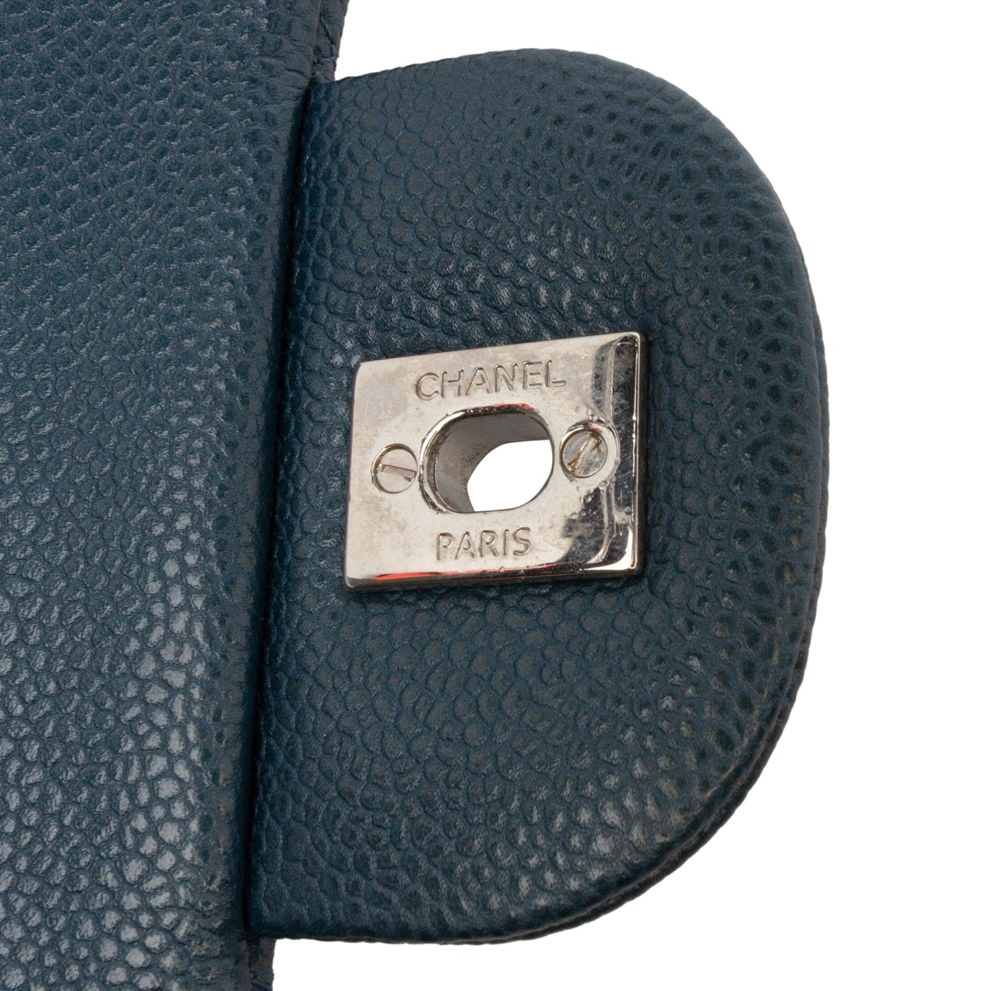 Second hand Chanel Classic Double Flap Jumbo Matelassè Caviar Leather Flap Handbag Blue - Tabita Bags