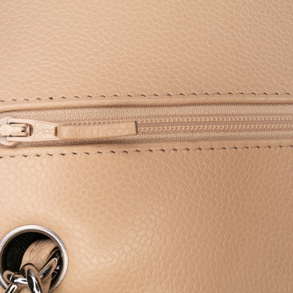 Second hand Chanel Classic Double Flap Jumbo Matelassè Caviar Leather Flap Handbag Brown - Tabita Bags