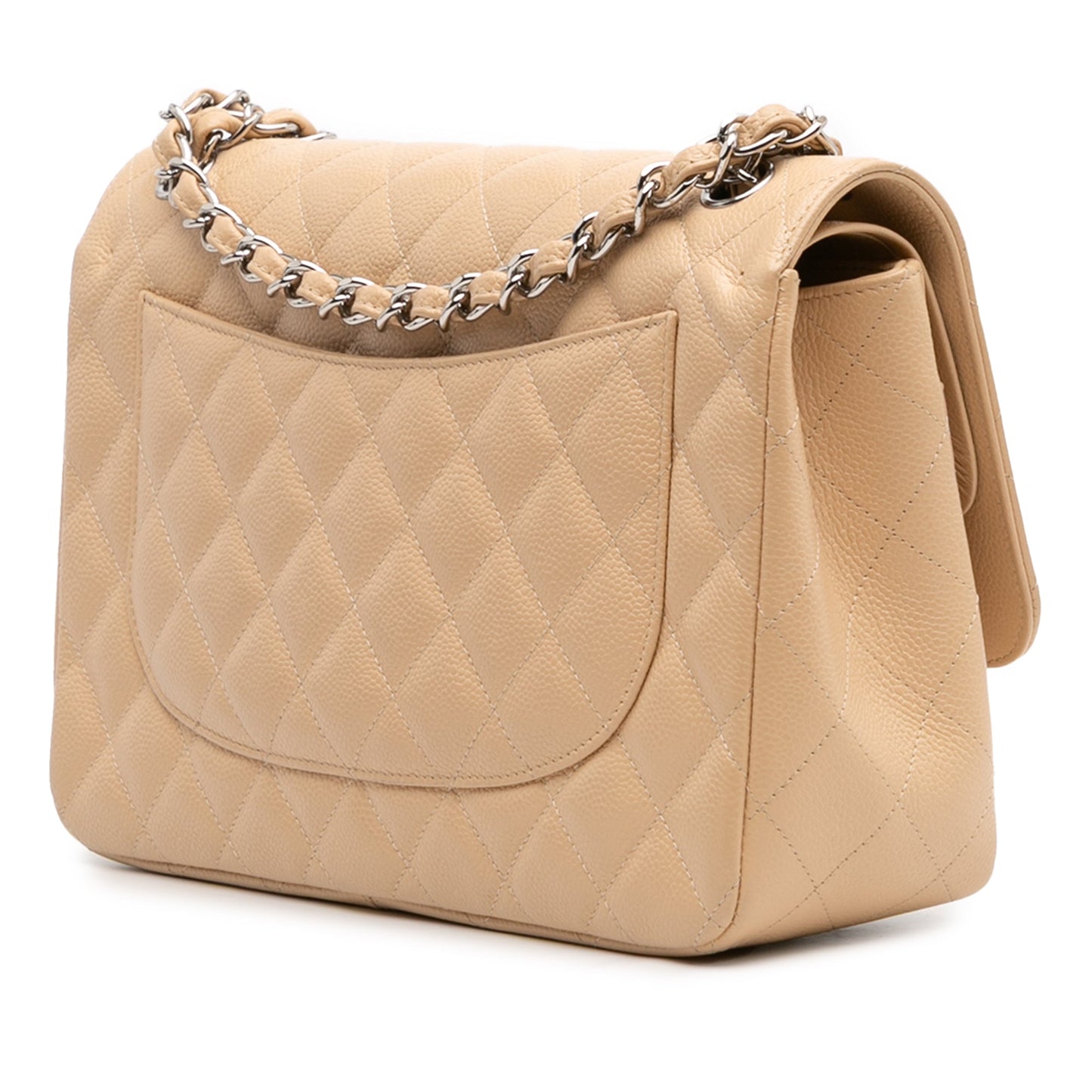 Second hand Chanel Classic Double Flap Jumbo Matelassè Caviar Leather Flap Handbag Brown - Tabita Bags