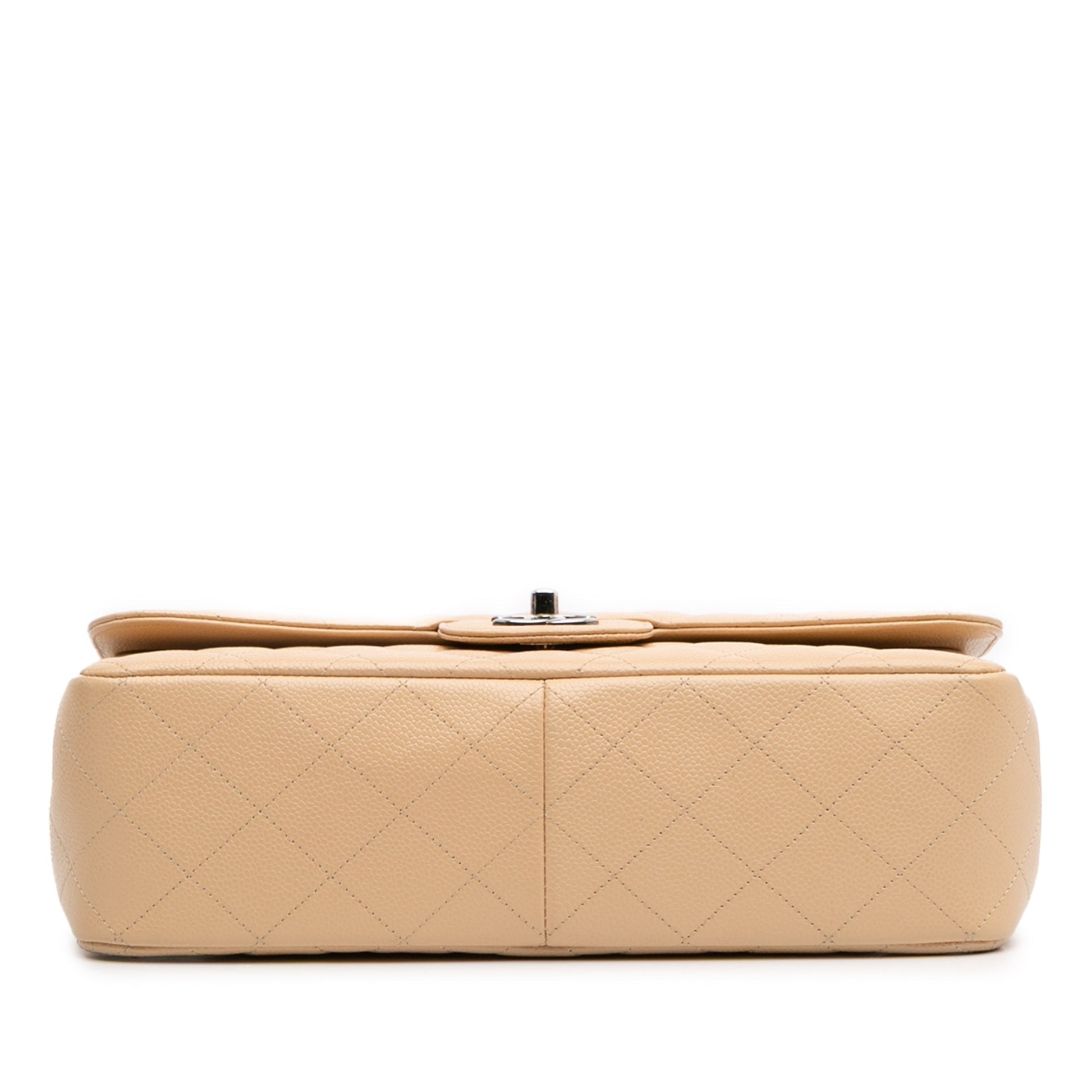 Second hand Chanel Classic Double Flap Jumbo Matelassè Caviar Leather Flap Handbag Brown - Tabita Bags