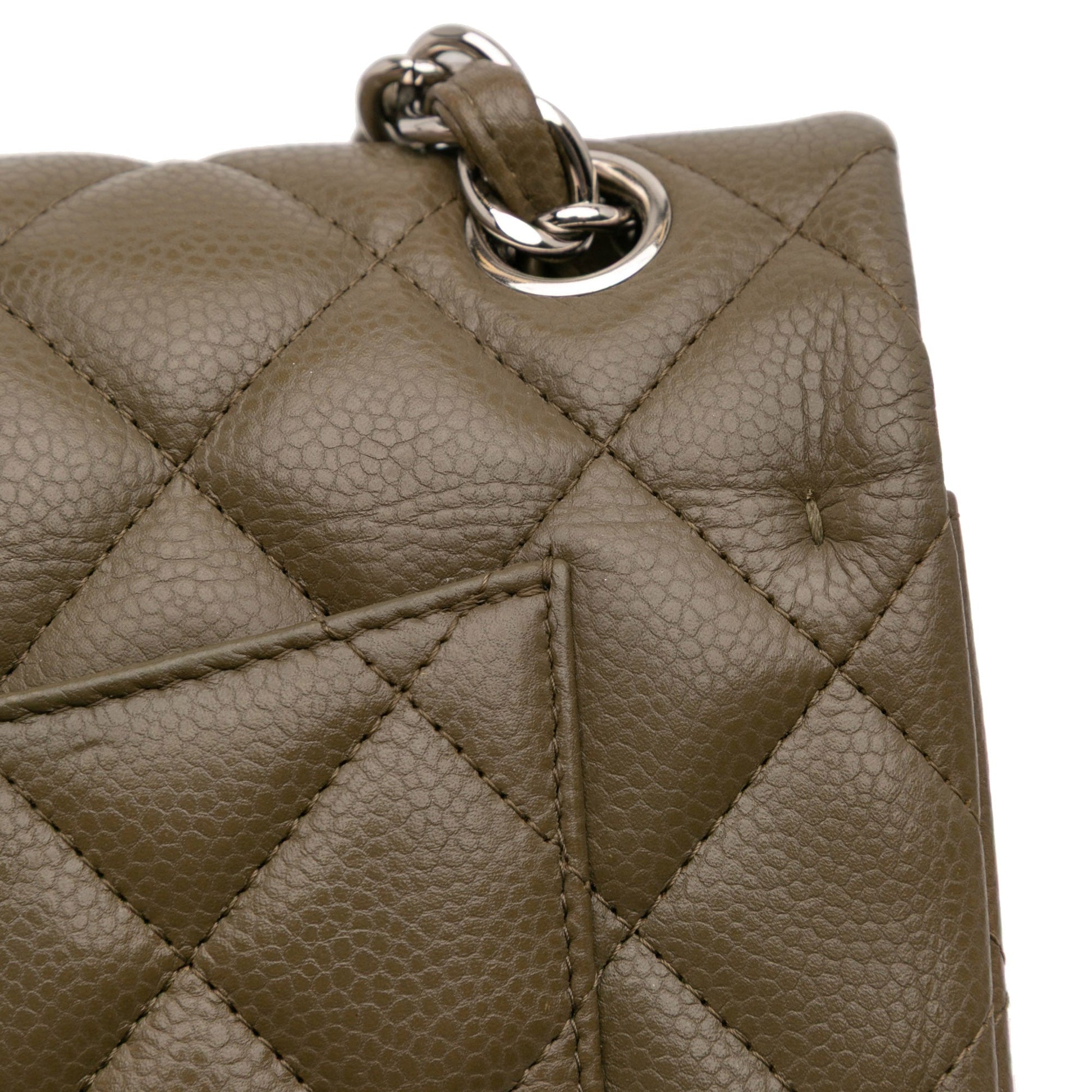 Second hand Chanel Classic Double Flap Jumbo Matelassè Caviar Leather Flap Handbag Brown - Tabita Bags