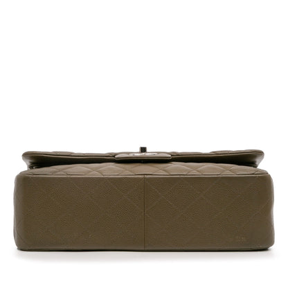 Second hand Chanel Classic Double Flap Jumbo Matelassè Caviar Leather Flap Handbag Brown - Tabita Bags