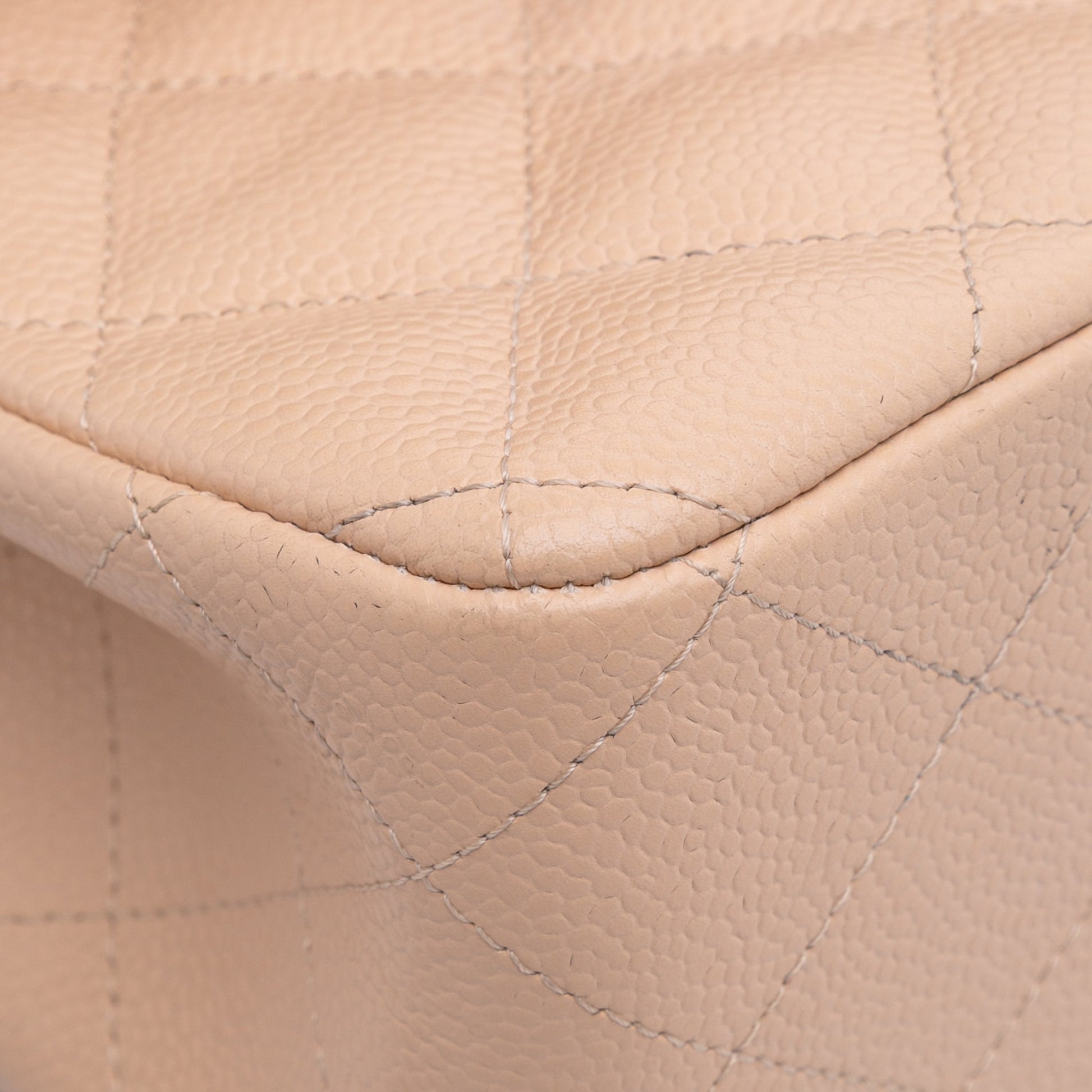 Second hand Chanel Classic Double Flap Jumbo Matelassè Caviar Leather Flap Handbag Brown - Tabita Bags