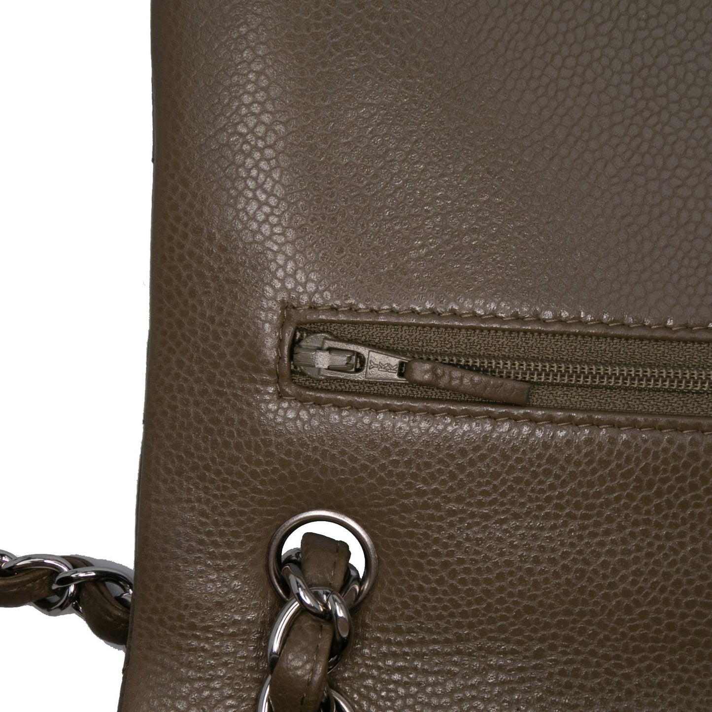 Second hand Chanel Classic Double Flap Jumbo Matelassè Caviar Leather Flap Handbag Brown - Tabita Bags