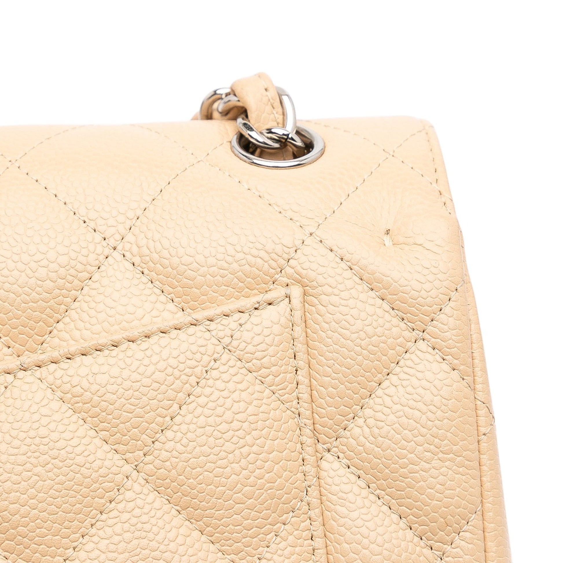 Second hand Chanel Classic Double Flap Jumbo Matelassè Caviar Leather Flap Handbag Brown - Tabita Bags