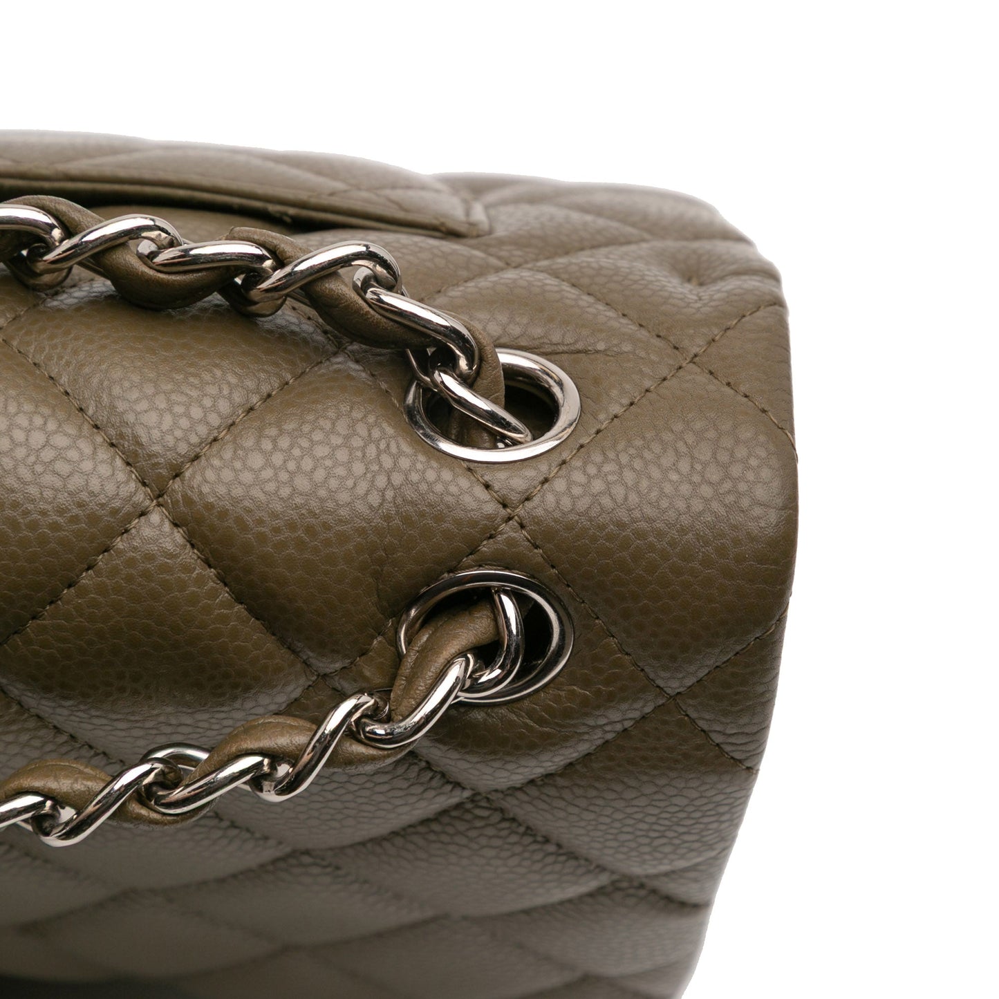 Second hand Chanel Classic Double Flap Jumbo Matelassè Caviar Leather Flap Handbag Brown - Tabita Bags