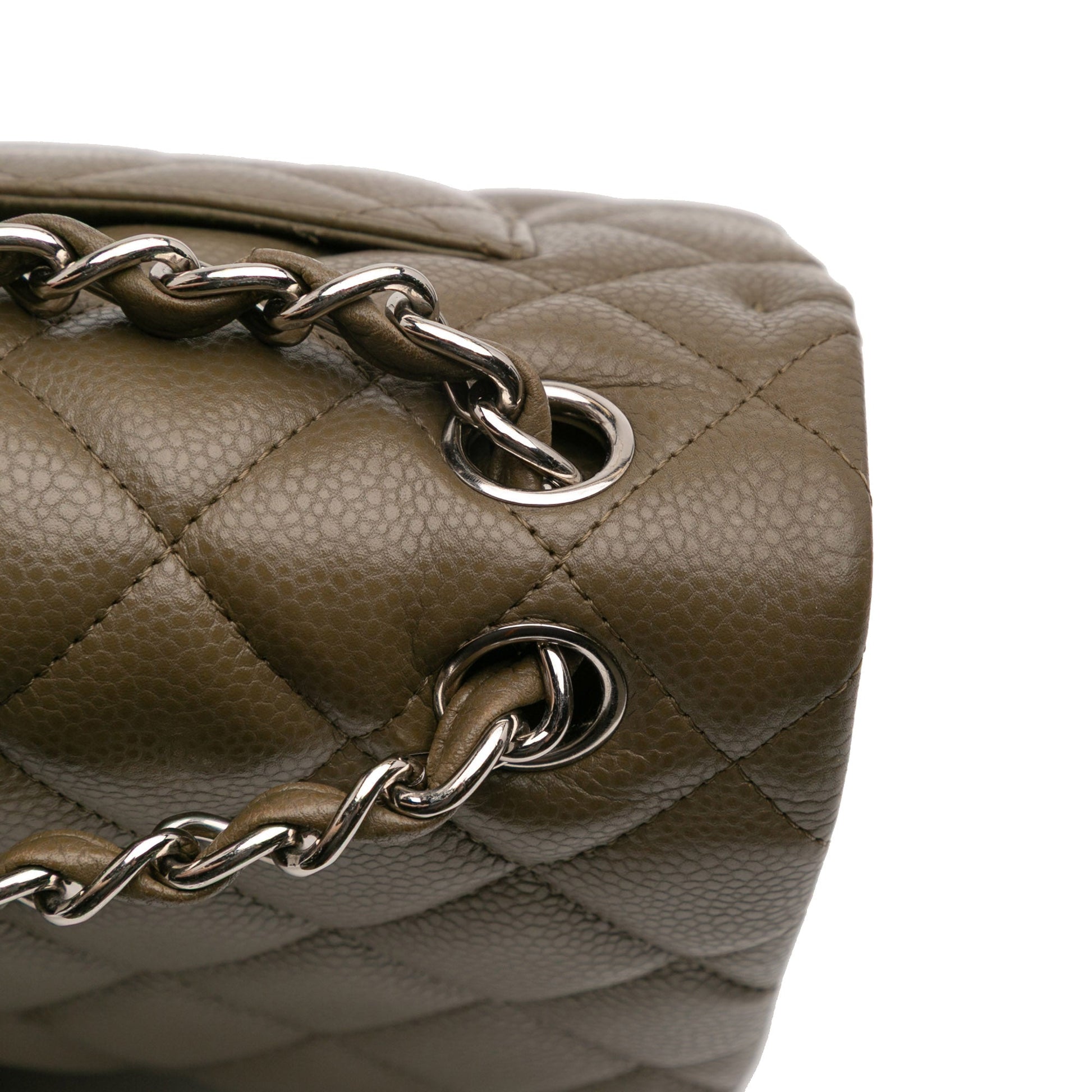 Second hand Chanel Classic Double Flap Jumbo Matelassè Caviar Leather Flap Handbag Brown - Tabita Bags