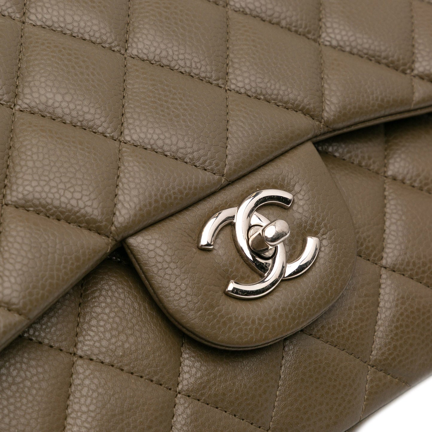Second hand Chanel Classic Double Flap Jumbo Matelassè Caviar Leather Flap Handbag Brown - Tabita Bags