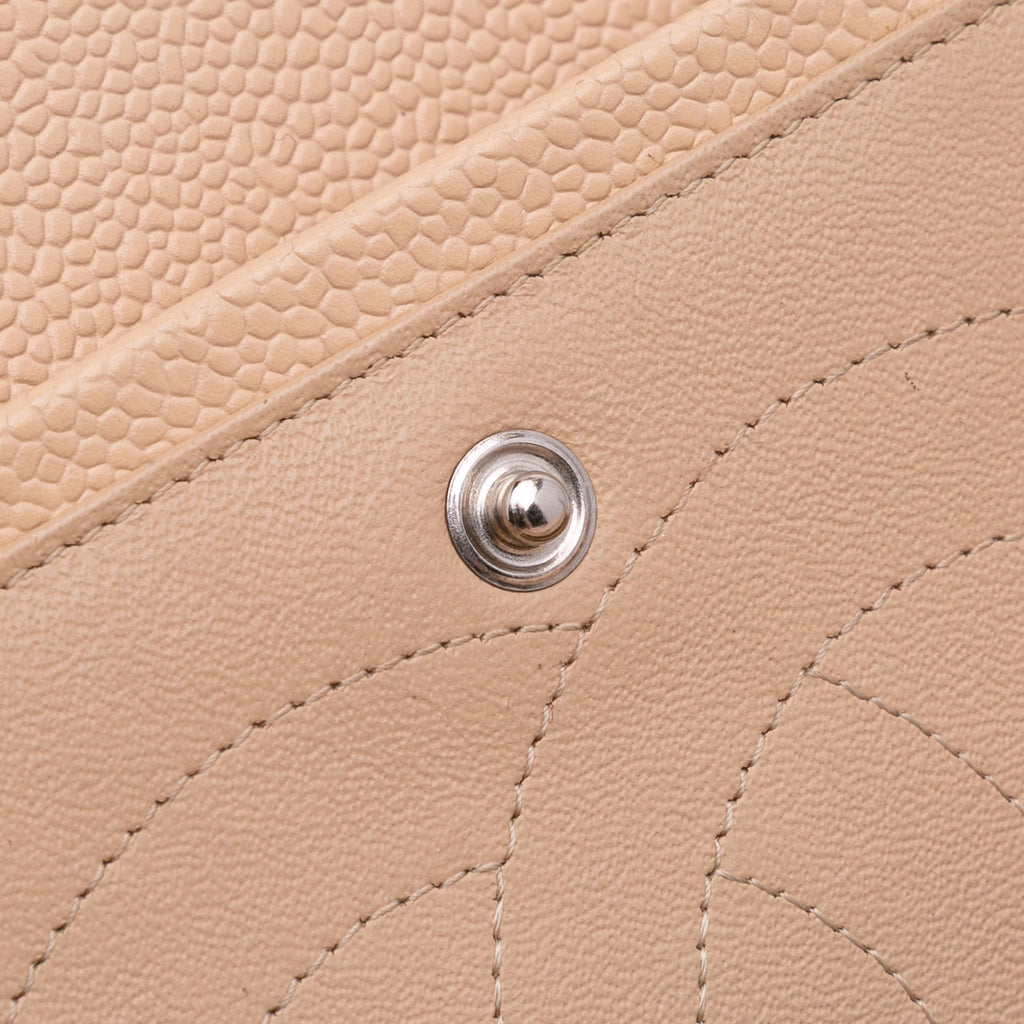 Second hand Chanel Classic Double Flap Jumbo Matelassè Caviar Leather Flap Handbag Brown - Tabita Bags