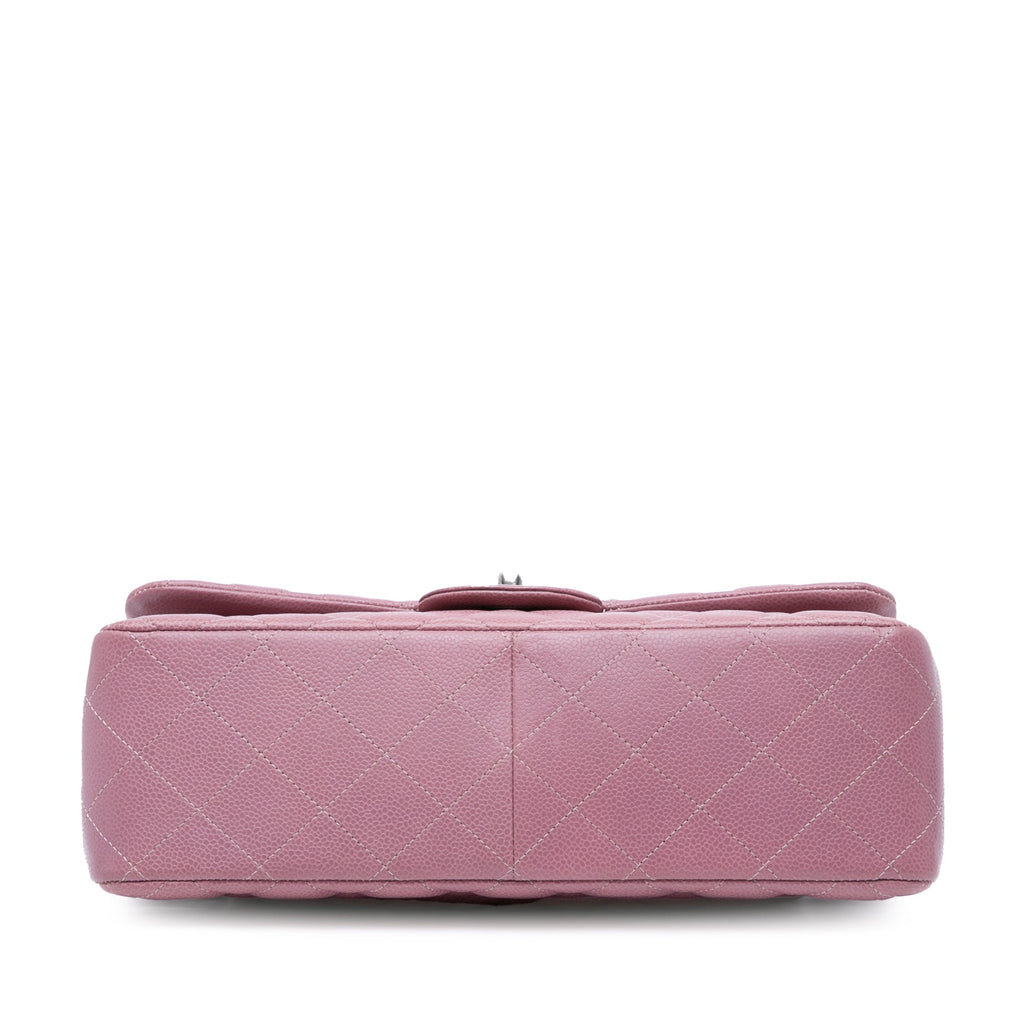 Second hand Chanel Classic Double Flap Jumbo Matelassè Caviar Leather Flap Handbag Pink - Tabita Bags