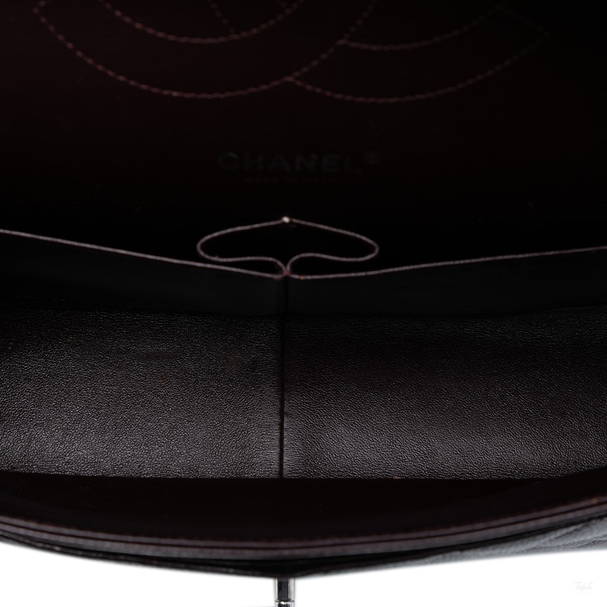 Second hand Chanel Classic Double Flap Jumbo Matelassè Caviar Leather Flap Handbag Purple - Tabita Bags