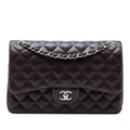 Second hand Chanel Classic Double Flap Jumbo Matelassè Caviar Leather Flap Handbag Purple - Tabita Bags