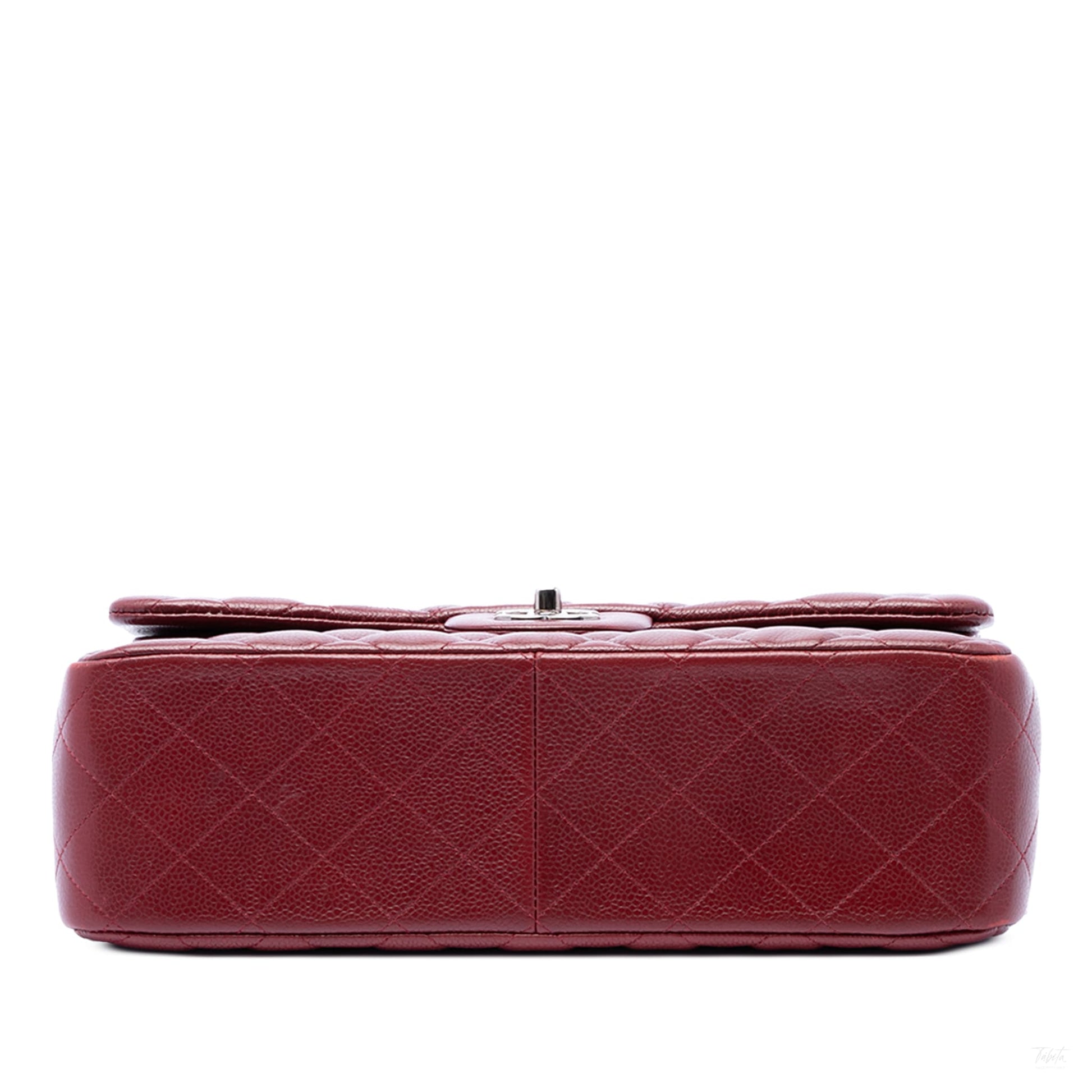 Second hand Chanel Classic Double Flap Jumbo Matelassè Caviar Leather Flap Handbag Red - Tabita Bags