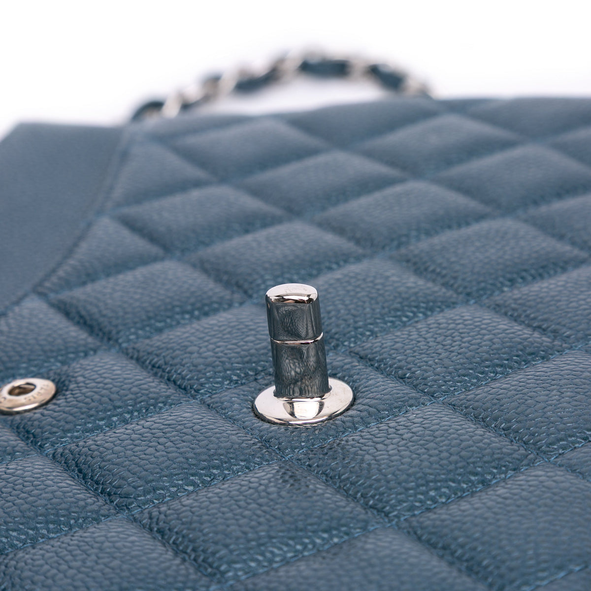 Second hand Chanel Classic Double Flap Jumbo Matelassè Caviar Leather Handbag Blue - Tabita Bags