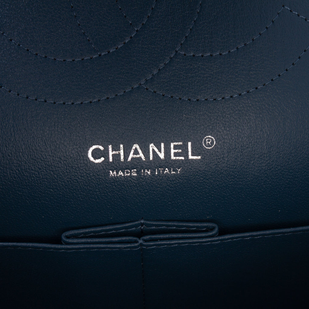 Second hand Chanel Classic Double Flap Jumbo Matelassè Caviar Leather Handbag Blue - Tabita Bags