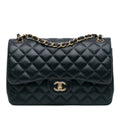 Second hand Chanel Classic Double Flap Jumbo Matelassè Lambskin Leather 2 - Ways Flap Bag Blue - Tabita Bags