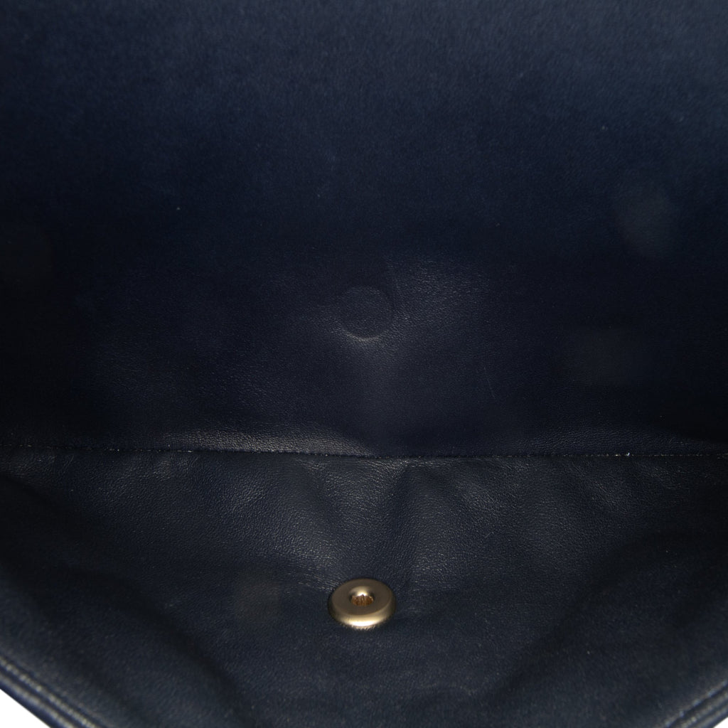 Second hand Chanel Classic Double Flap Jumbo Matelassè Lambskin Leather 2 - Ways Flap Bag Blue - Tabita Bags