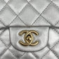 Second hand Chanel Classic Double Flap Jumbo Matelassè Lambskin Leather Flap Bag Metallic Silver - Tabita Bags