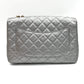 Second hand Chanel Classic Double Flap Jumbo Matelassè Lambskin Leather Flap Bag Metallic Silver - Tabita Bags