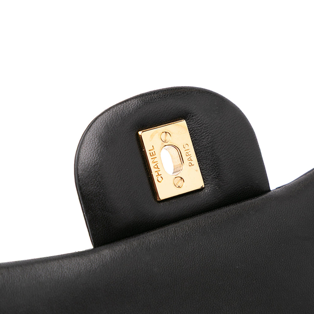 Second hand Chanel Classic Double Flap Jumbo Matelassè Lambskin Leather Flap Handbag Black - Tabita Bags